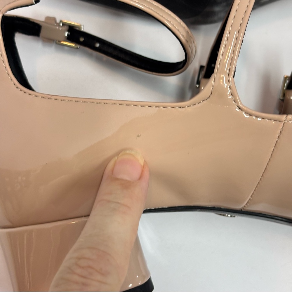 Zara Nude Patent Leather Multi-Strap Block Heel Square Toe Mary Jane’s Sz 8/EU38 - Picture 13 of 14